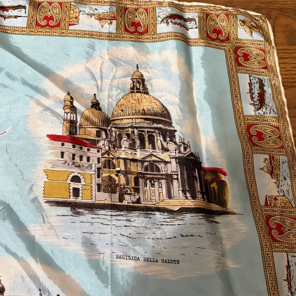 Elegant Blue and Gold Venezia Scarf